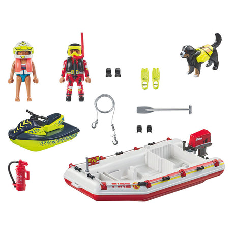Playmobil Actionhelden Feuerwehrboot mit Wasserscooter – 71464