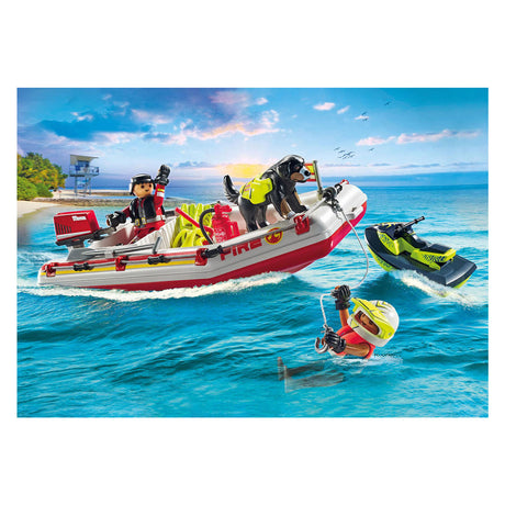 Playmobil Actionhelden Feuerwehrboot mit Wasserscooter – 71464