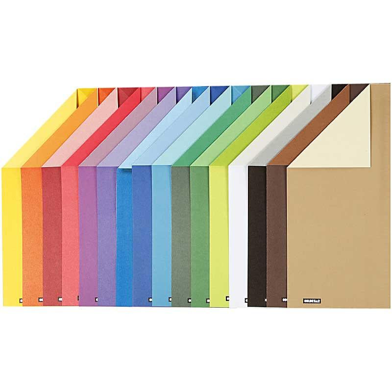Creativ Company Farbbalkenkarton, A4, Blatt 210x297 mm, 250 gr, 16 verschiedene Blätter 1 Karton