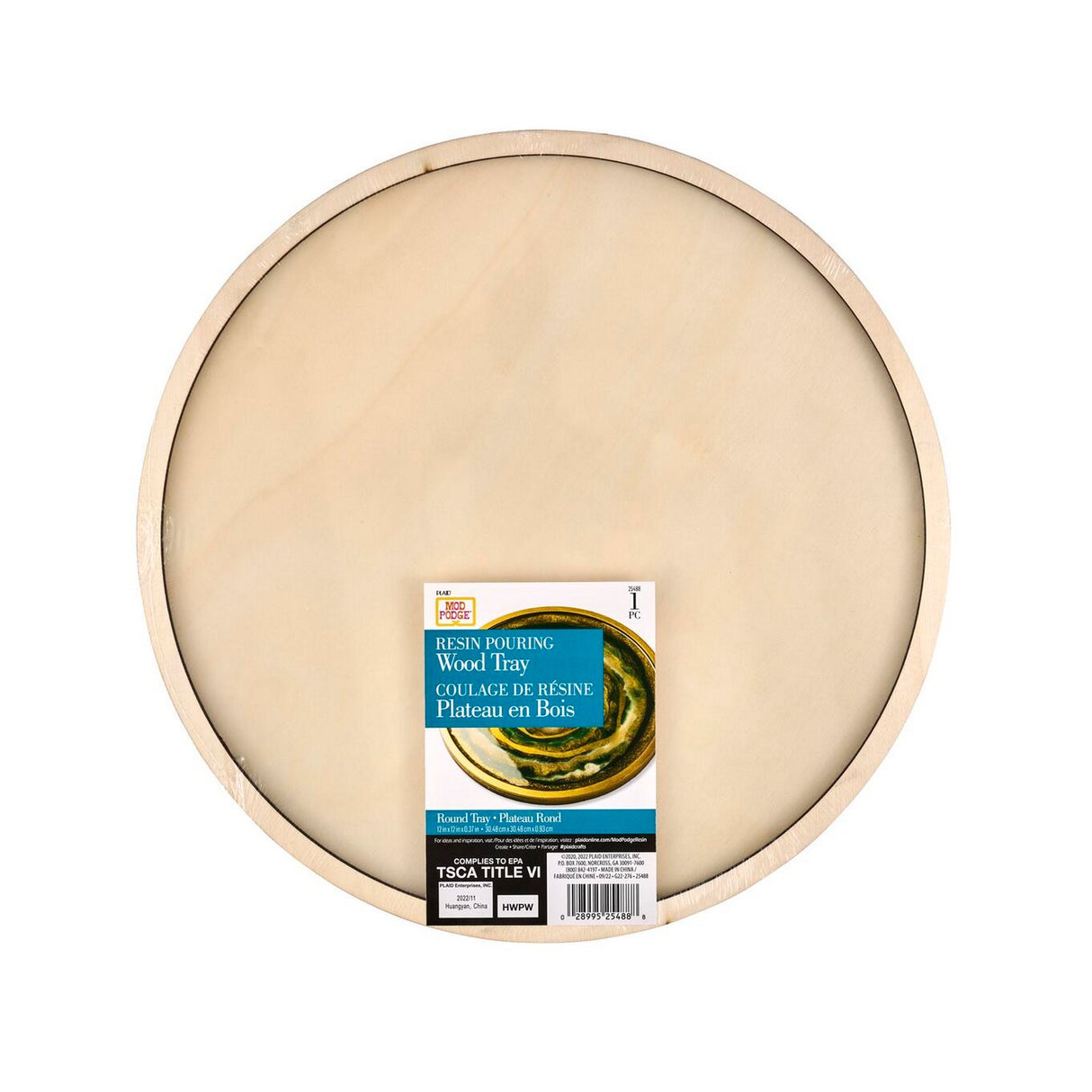 Mod Podge • Rundes Tablett aus Sperrholz