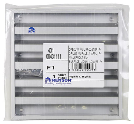 Renson 1013925 - opbouw muurrooster alu natuur 431 165x165mm | 2 stuks