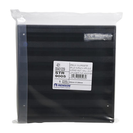 Renson 1058001 - opbouwmuurrooster met gaas 431 (225x225) str 9005 zwart | 2 stuks