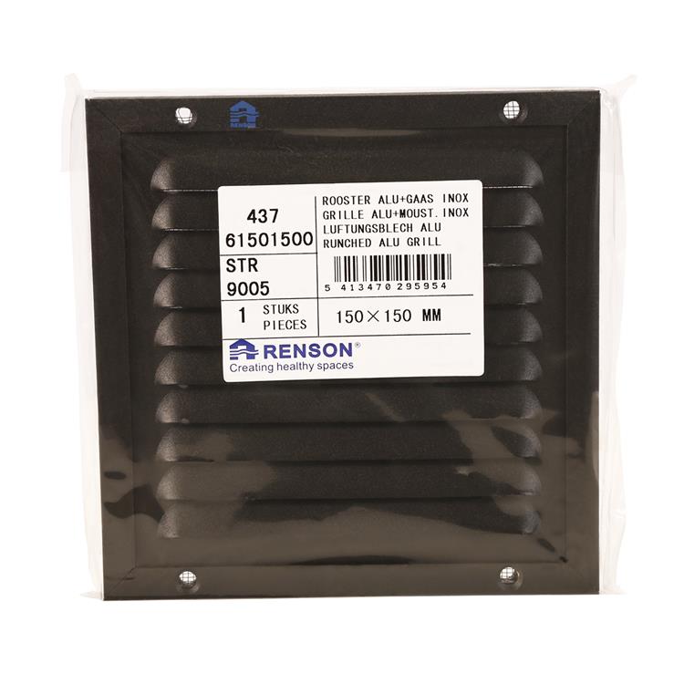 Renson 1058002 – Aufputz-Flügel-Nummernrahmengewebe 437 (150 x 150) RAL 9005 schwarz | 2 Stk