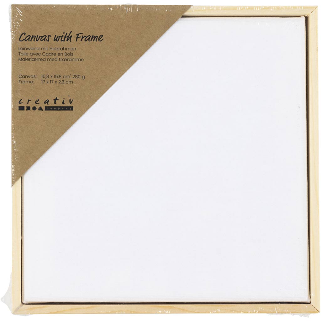Creativ Company Keilrahmen mit Rahmen, Größe 15,8x15,8 cm, 280 g, weiß, 1 Stück