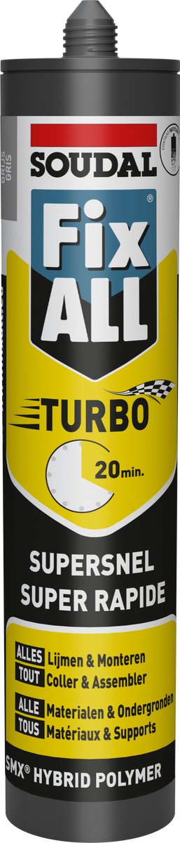 Soudal Fix – alles Turbo | Klebedichtstoff | grau | 290 ml - 124805