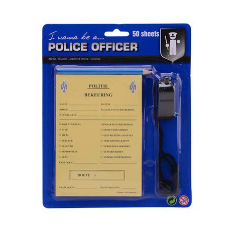 Johntoy Polizei-Quittungsbuch mit Bleistift und Pfeife