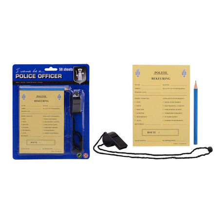 Johntoy Polizei-Quittungsbuch mit Bleistift und Pfeife