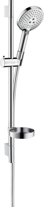 Hansgrohe Raindance Select S Brauseset 120 3jet mit einzigartiger Puro Brausestange 90 cm und verchromter Seifenschale