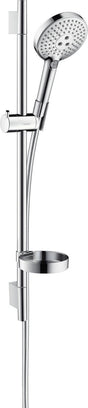 Hansgrohe Raindance Select S Brauseset 120 3jet mit einzigartiger Puro Brausestange 90 cm und verchromter Seifenschale