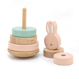 Trixie Stapelturm aus Holz - mrs. Hase – Stapelspielzeug aus Holz – Lernspielzeug – für Jungen und Mädchen – rosa