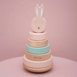 Trixie Stapelturm aus Holz - mrs. Hase – Stapelspielzeug aus Holz – Lernspielzeug – für Jungen und Mädchen – rosa