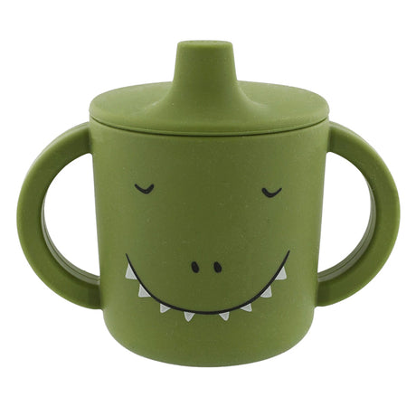 Trixie Trinkbecher - mr. Dino – Trinkbecher für Baby – Anti-Klecks-Becher – für Babys ab 4 Monaten – aus Silikon – spülmaschinenfest