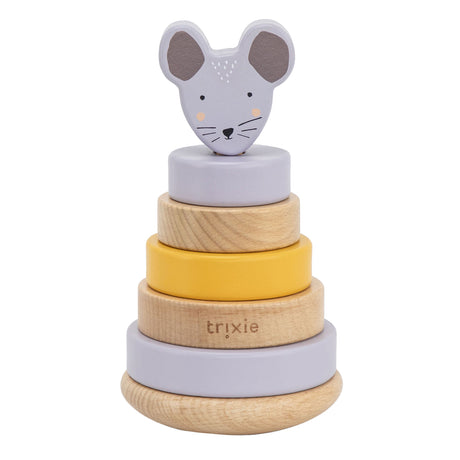 Trixie Stapelturm aus Holz - mrs. Maus – Stapelspielzeug aus Holz – Lernspielzeug – für Jungen und Mädchen – Maus