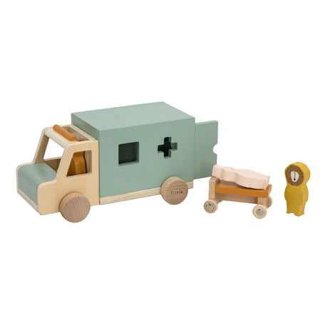 Trixie Holzspielzeug - Krankenwagenauto - Spielzeugauto für Kinder - Krankenwagen - für Jungen und Mädchen - FSC