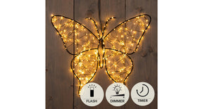 Vlinder metaal 400led flash ip44 trafo met timer en dimmer 32cm classic warm