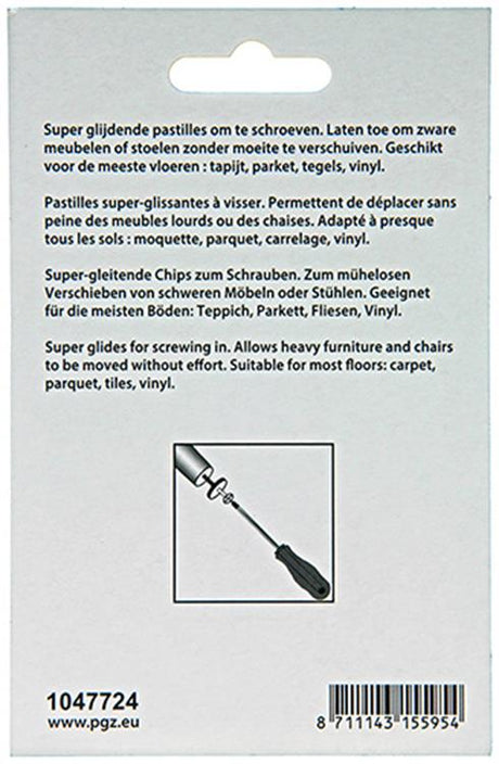 Mack 1047724 - glij-stoeldop met schroef grijs ø 38 mm 4 st pcs | 6 stuks