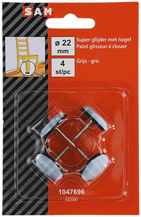 Mack 1047696 - super-glijder met nagel grijs ø 22 mm 4 st pcs | 6 stuks