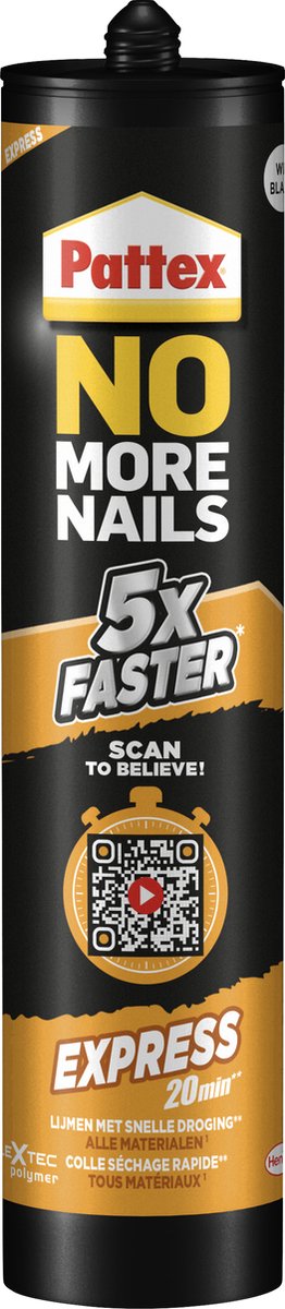 Pattex No More Nails Express 390 g Montageset Konstruktionskleber | schnell trocknend, für alle Materialien, Bedingungen und Oberflächen geeignet | UV-beständig – Bausatz
