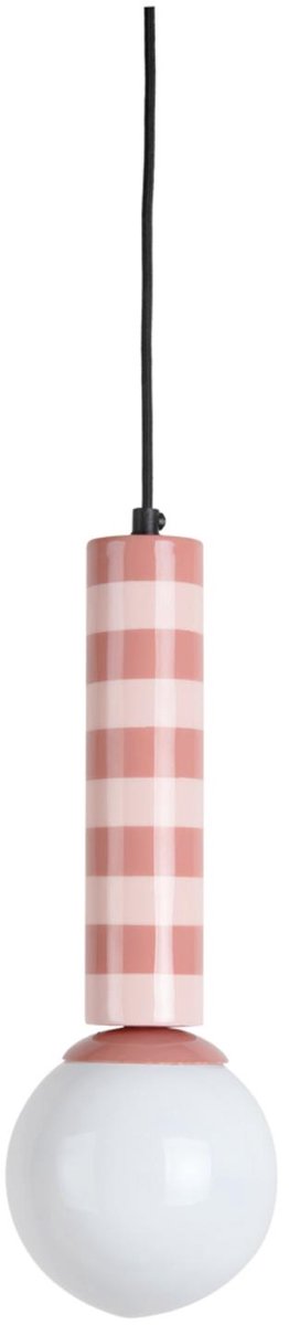 Leitmotiv Hängelampe Rayado - rosa - 12x12x38cm - modern - Hängelampen Esszimmer, Schlafzimmer, Wohnzimmer