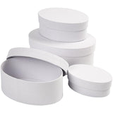 Creativ Company Oval Boxen weiß mit Deckel, 4st.