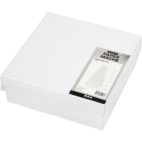Kreativunternehmen https: www.cchobby.nl quadratische Boxen-Größe 9x9x4-5-11x11x5-0-13x13x5-5-15x15x6-0-17x17x6-5-19x19x7-0-21x21x7-5-cm-weiß-7-teilig-1-Set