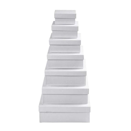Kreativunternehmen https: www.cchobby.nl quadratische Boxen-Größe 9x9x4-5-11x11x5-0-13x13x5-5-15x15x6-0-17x17x6-5-19x19x7-0-21x21x7-5-cm-weiß-7-teilig-1-Set
