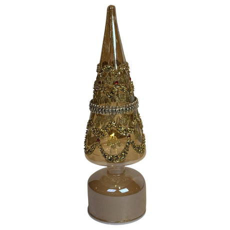 Mansion atmosphere kerstboom led draaiend wit goud 9x32cm