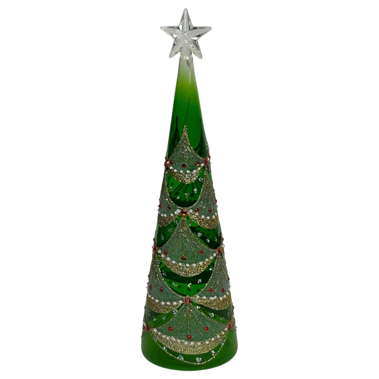 Mansion atmosphere beeld kerstboom led groen 9x28cm