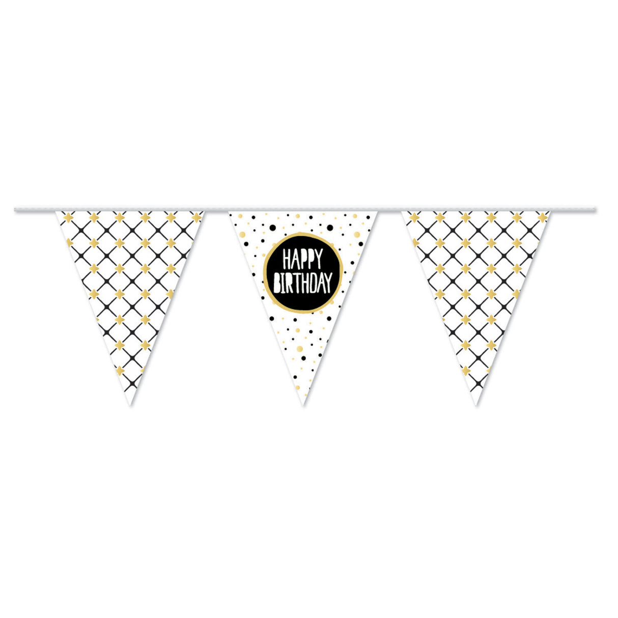 Haza Whitebeard Flaggenlinie Happy Birthday Gold, 10 mtr.