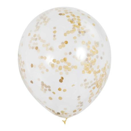Haza Whitebeard Konfetti-Luftballons Gold, 6 Stk.
