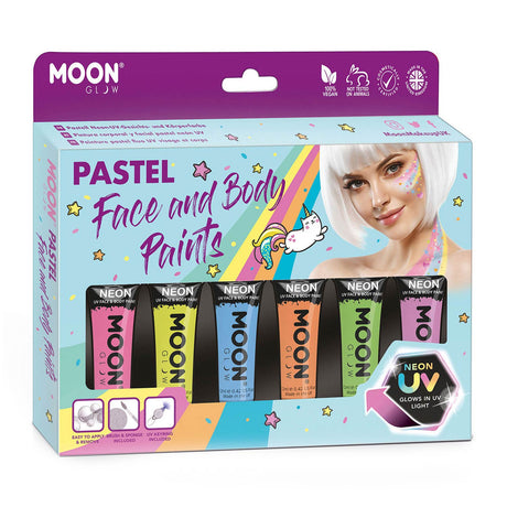 Haza Whitebeard Gesichts-Körperbemalungs-Make-up-Set – Pastell-Neon