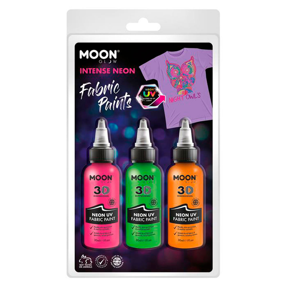 Haza Whitebeard Textilfarbe Neon 3x30ml - Orange, Grün, Pink
