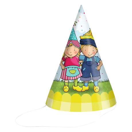 Haza witbaard feesthoedjes fien teun 16cm fsc - 6st.