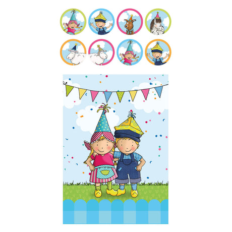 Haza witbaard uitdeelzakjes fien teun met stickers 20x13cm fsc - 8st.