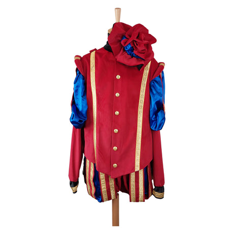 Haza witbaard pieten pak fluweel luxe rood blauw l