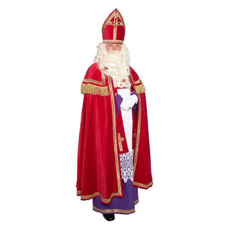 Haza witbaard sint katoenfluweel met kokermijter