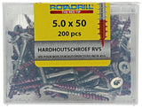 Rotadrill 1040037 - hardhoutschroef zelfb.sppls.rvs t25 5.0x50mm (200) | 4 stuks