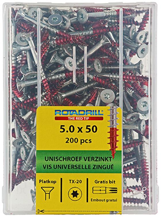 Rotadrill 1039999 - universeelschroef vktx vz 5.0x50mm (200) | 4 stuks