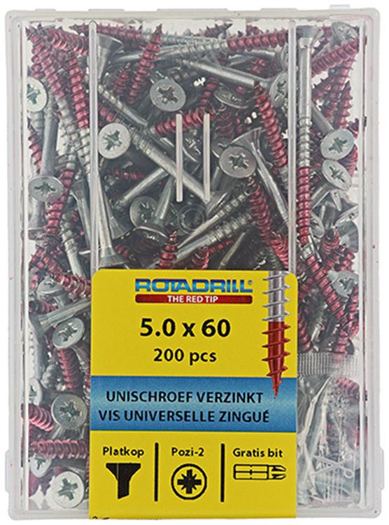 Rotadrill 1039981 - universeelschroef vkpzd vz 5.0x60mm (200) | 4 stuks