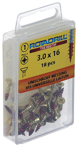 Rotadrill 1039886 - universeelschroef messing vk pzd 3,0x16mm (18) | 6 stuks