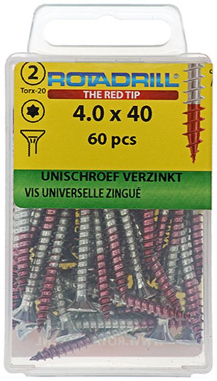 Rotadrill 1039937 - universeelschroef vktx vz 4.0x40mm (60) | 6 stuks