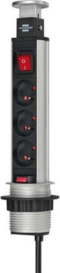 Brennerstuhl Turmsteckdose 3-fach 2m h05vv-f 3g1,5 mit Schalter *be fr*