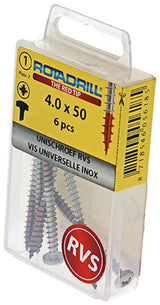 Rotadrill 1039895 - universeelschroef ck pzd rvs 4.0x50mm (6) | 6 stuks