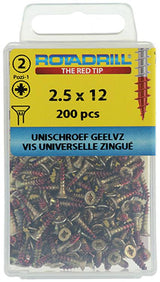 Rotadrill 1039789 - universeelschroef vk pzd glvz 2,5x12mm(200) | 6 stuks