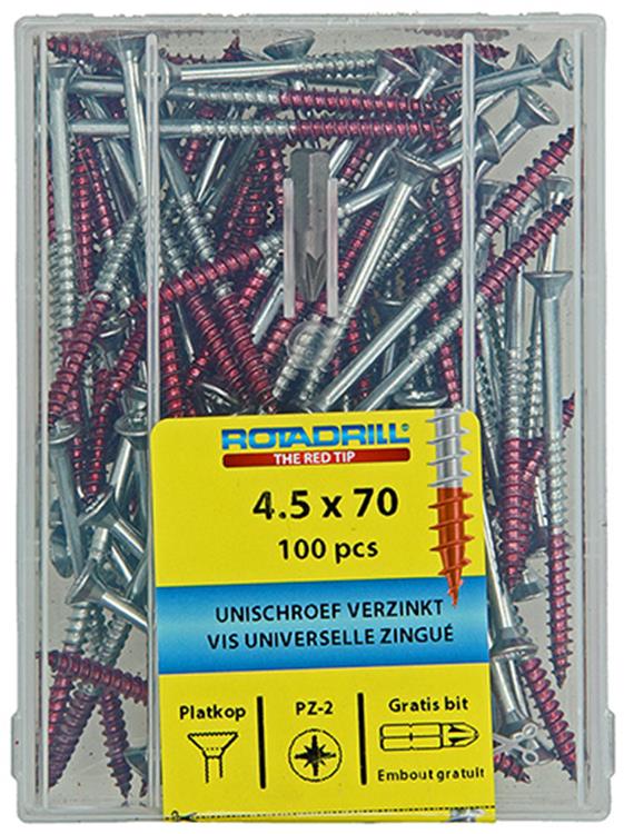 Rotadrill 1040026 - universeelschroef vkpzd vz 4.5x70mm (100) | 4 stuks