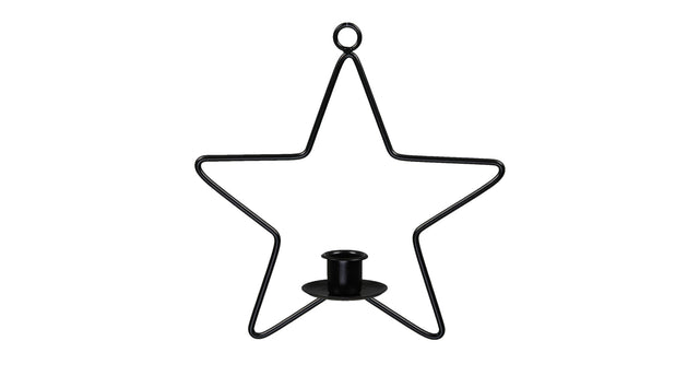 Pc. 1 metal candle holder hanger star black 20cm