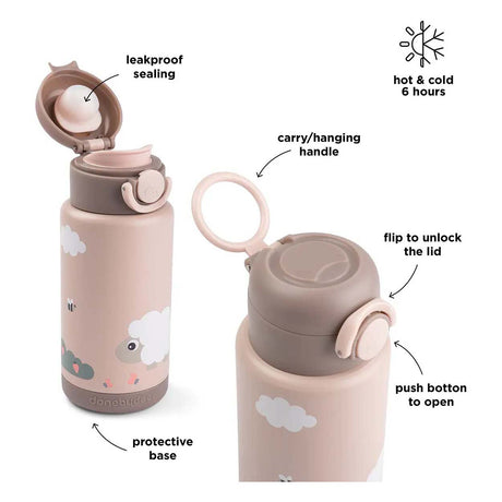 Done by Deer isolierte Trinkflasche Tiny Farm – Pink