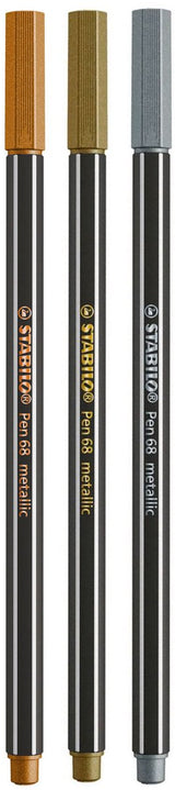 Stabilo pen 68 metallic viltstiften zilver goud koper - 3dlg.