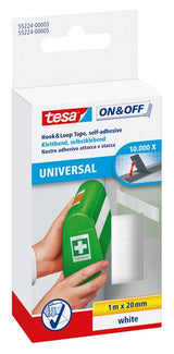 Quantore Klettband tesa on off selbstklebend weiß