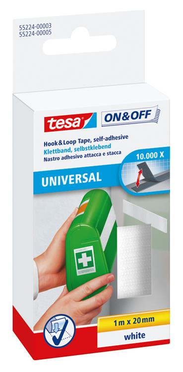 Quantore Klettband tesa on off selbstklebend weiß